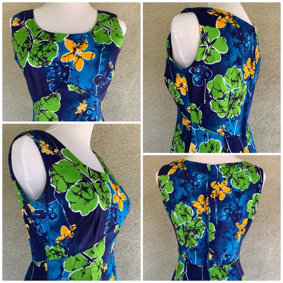 🌺 Vintage Bright Barkcloth Muumuu Maxi-Dress 🌺 - Picture 8 of 12